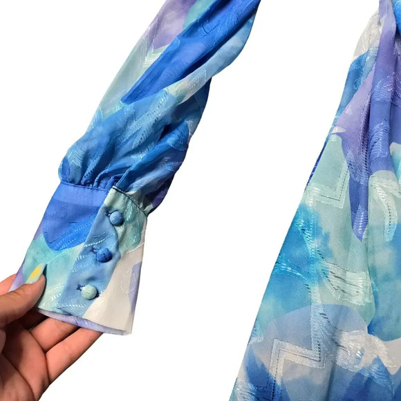 Donnee Par Dieu Blue Wrap Dromt Tie Dress - Picture 3 of 9